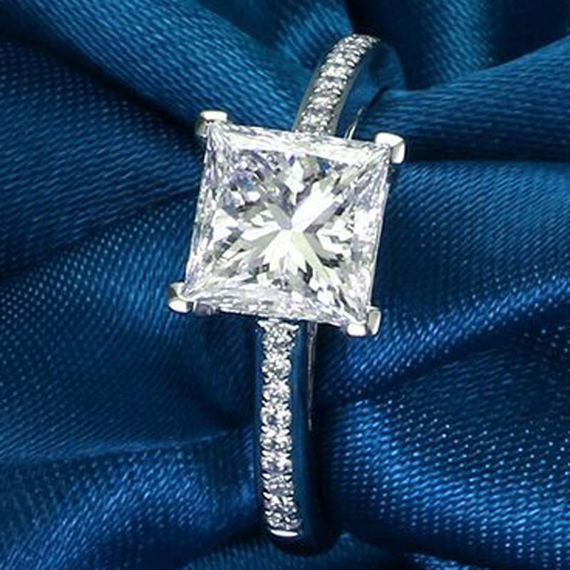 Womens Adjustable Six Claw Ring Geometrical Design Platinum Plated Copper Ring With White Gold Diamond Accents