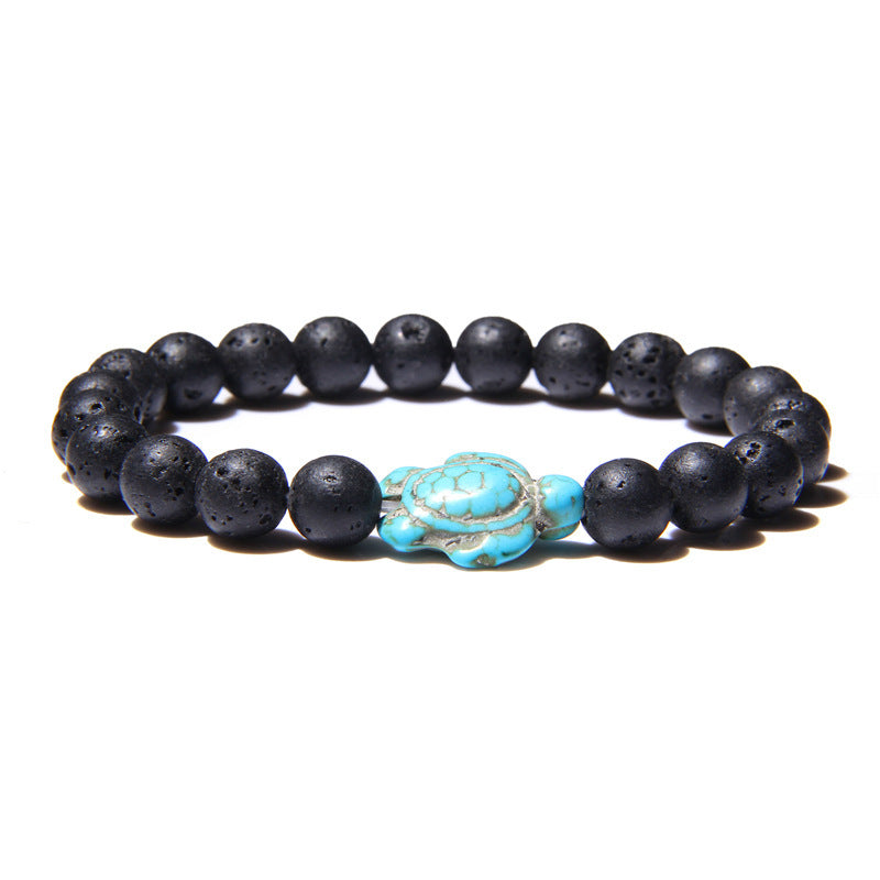 Unisex White Pine Turquoise Volcanic Stone Bracelet Electroplating Tortoise Accessory National Fashion Jewelry