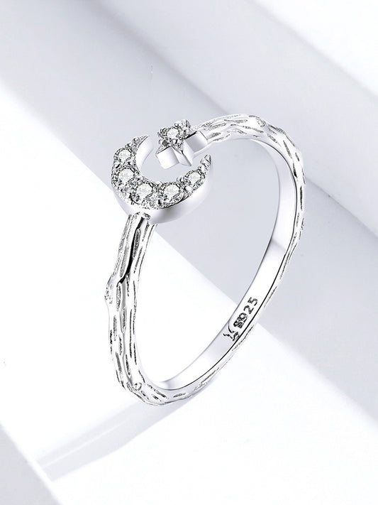 Sterling Silver S925 Star Moon Open Ring Zodiac Animal Design Electroplated Silver Ring Platinum Plated Travel Souvenir
