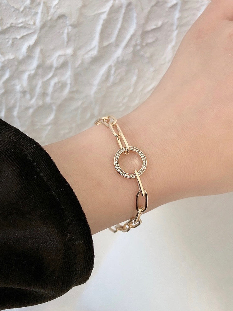 Geometric Round Bracelet Alloy Silver Plated and Gold Plated Minimalist Jewelry For Women Korean Japanese Style