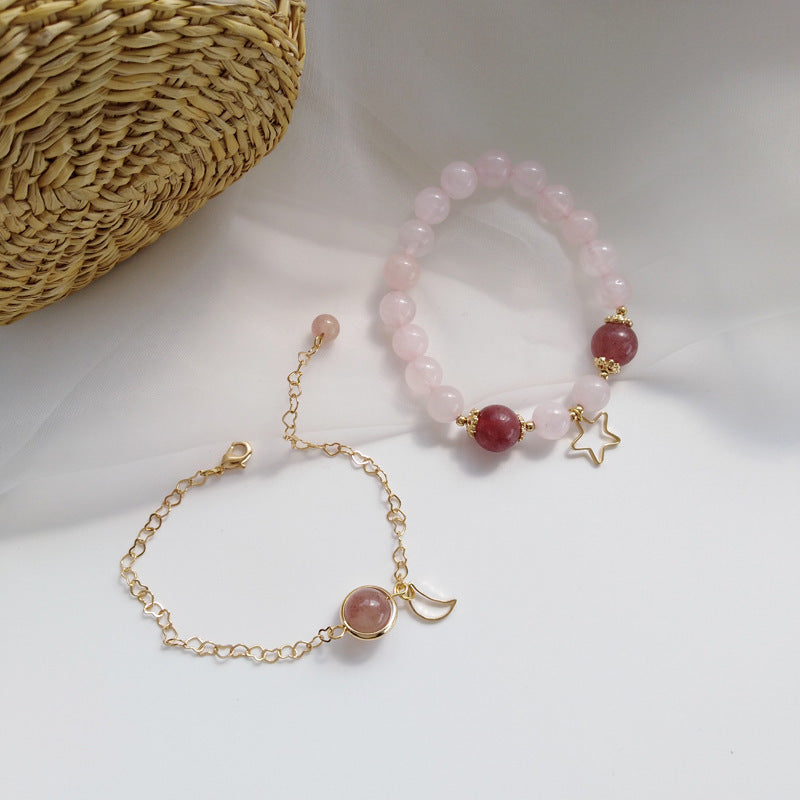 Womens Star Moon Bracelet Geometric Alloy Electroplated Heart Design Elegant Korean Gift Jewelry Cozy Style Now