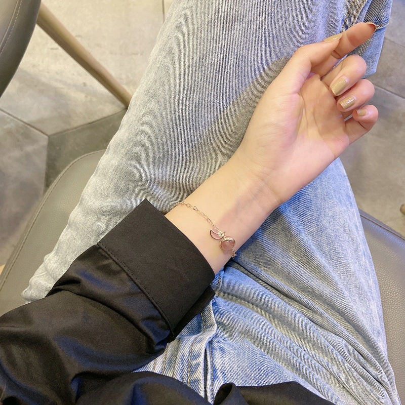 Womens Star Moon Bracelet Geometric Alloy Electroplated Heart Design Elegant Korean Gift Jewelry Cozy Style Now