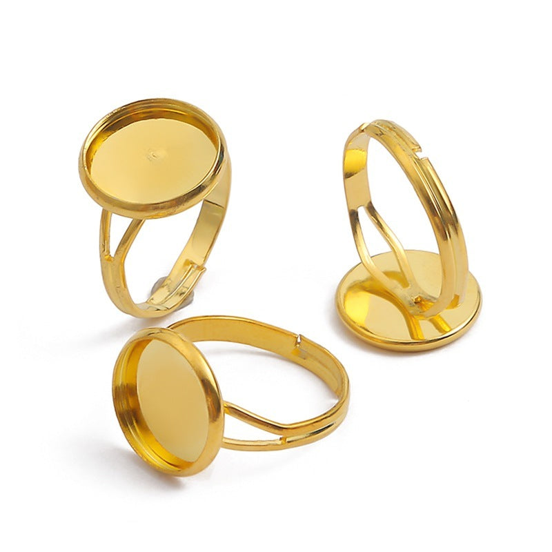 Adjustable Metal Ring Base For Inlaid Rings Glass Patch Pendants Jewelry Making Electroplating For Tiny Makers