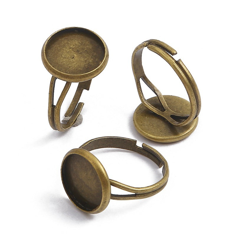Adjustable Metal Ring Base For Inlaid Rings Glass Patch Pendants Jewelry Making Electroplating For Tiny Makers