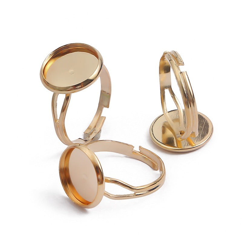 Adjustable Metal Ring Base For Inlaid Rings Glass Patch Pendants Jewelry Making Electroplating For Tiny Makers