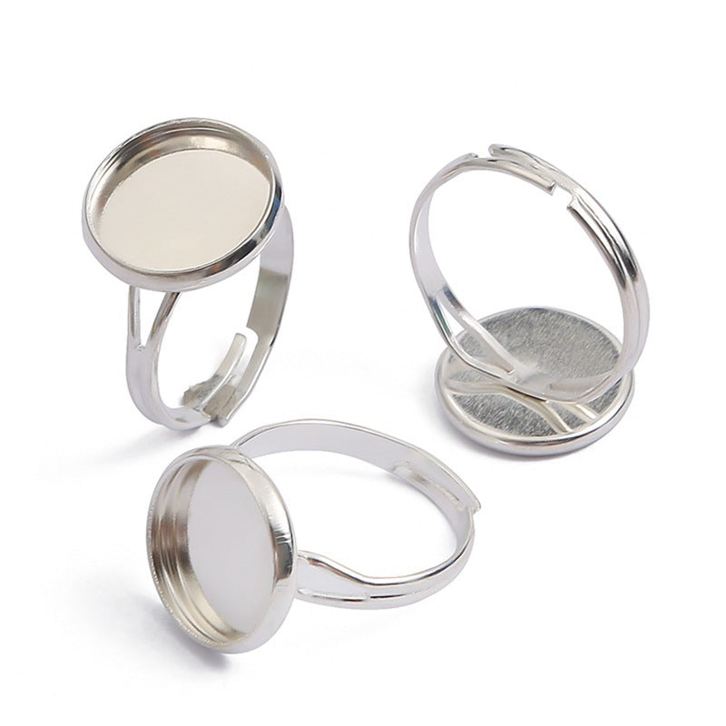 Adjustable Metal Ring Base For Inlaid Rings Glass Patch Pendants Jewelry Making Electroplating For Tiny Makers