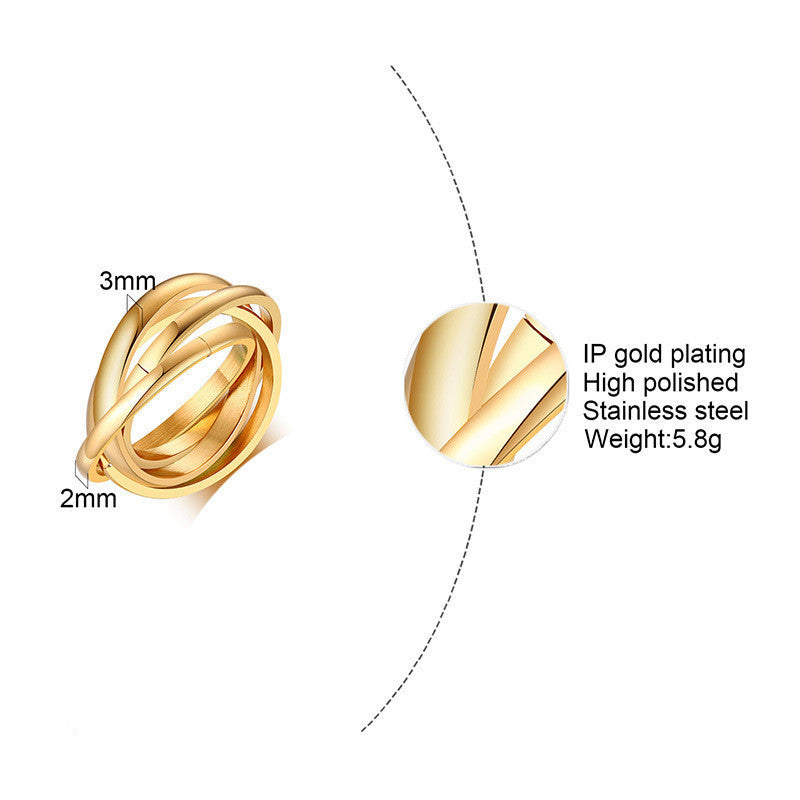 Small Joints Ladies Stacking Ring Set Stainless Steel Four Ring Jewelry Natural U Shape Elegant Everyday Style