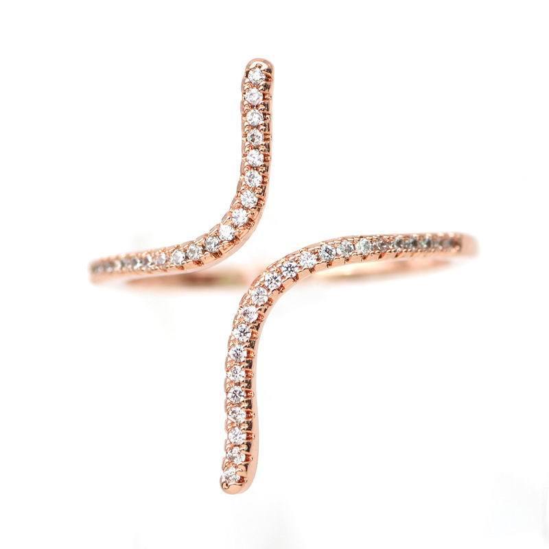 Cross Inlaid Zircon Open Ring Copper Alloy Exaggerated Fashion Statement Jewelry For Women Elegant Luxe Finish