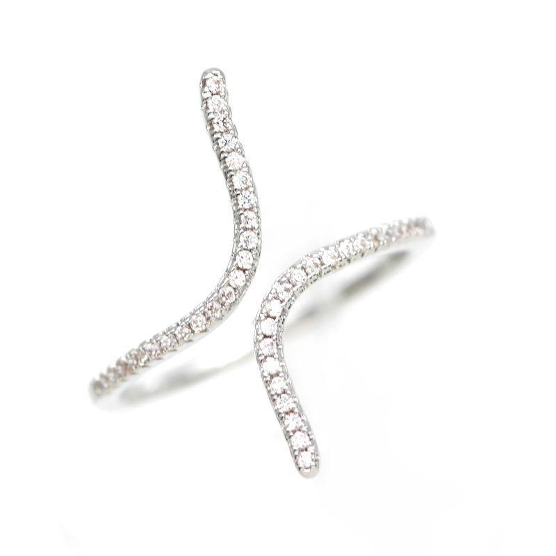 Cross Inlaid Zircon Open Ring Copper Alloy Exaggerated Fashion Statement Jewelry For Women Elegant Luxe Finish