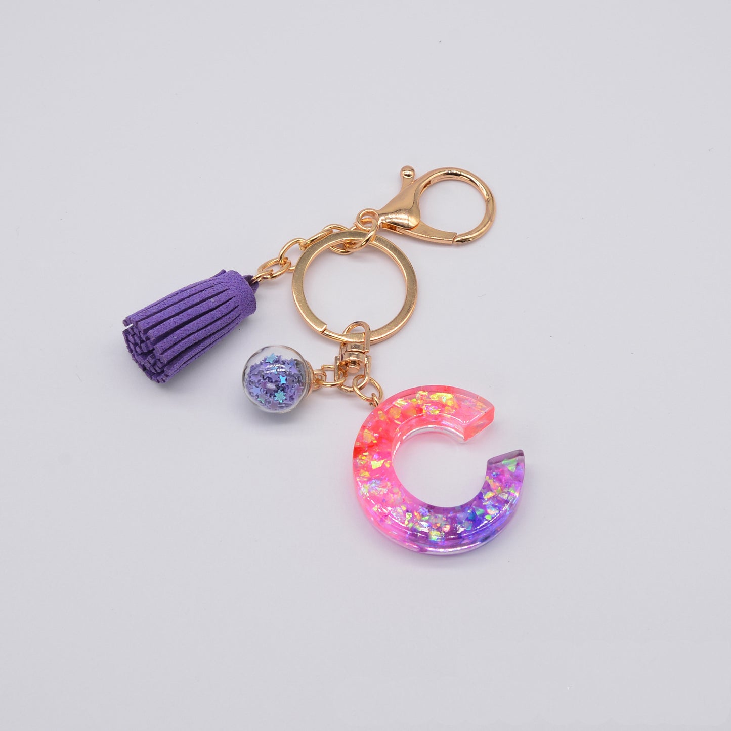 Resin Initial Keychain Letter Keyring for Keys and Bags