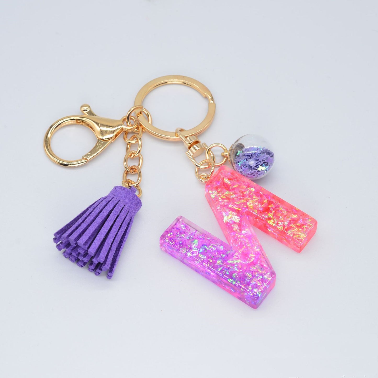 Resin Initial Keychain Letter Keyring for Keys and Bags