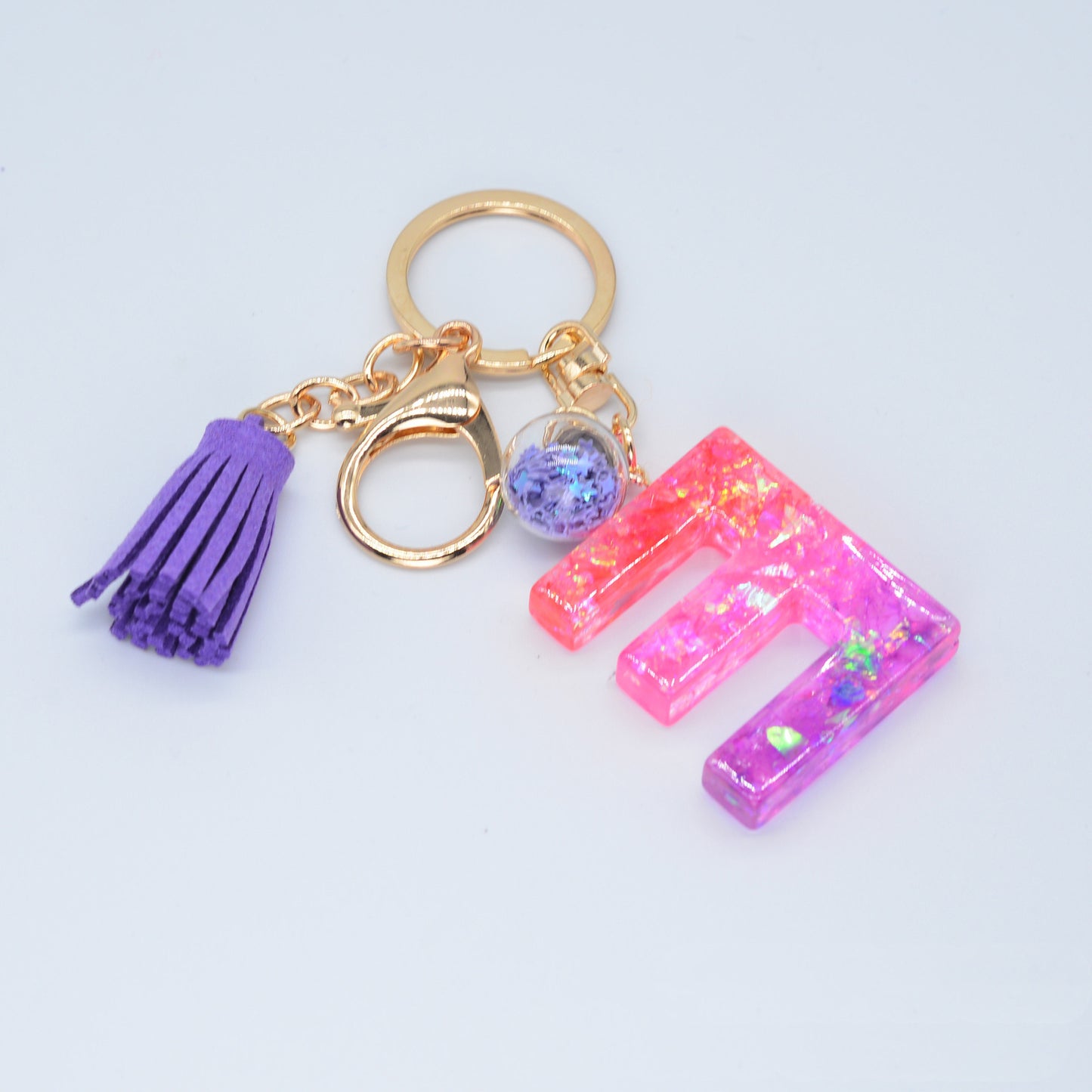 Resin Initial Keychain Letter Keyring for Keys and Bags