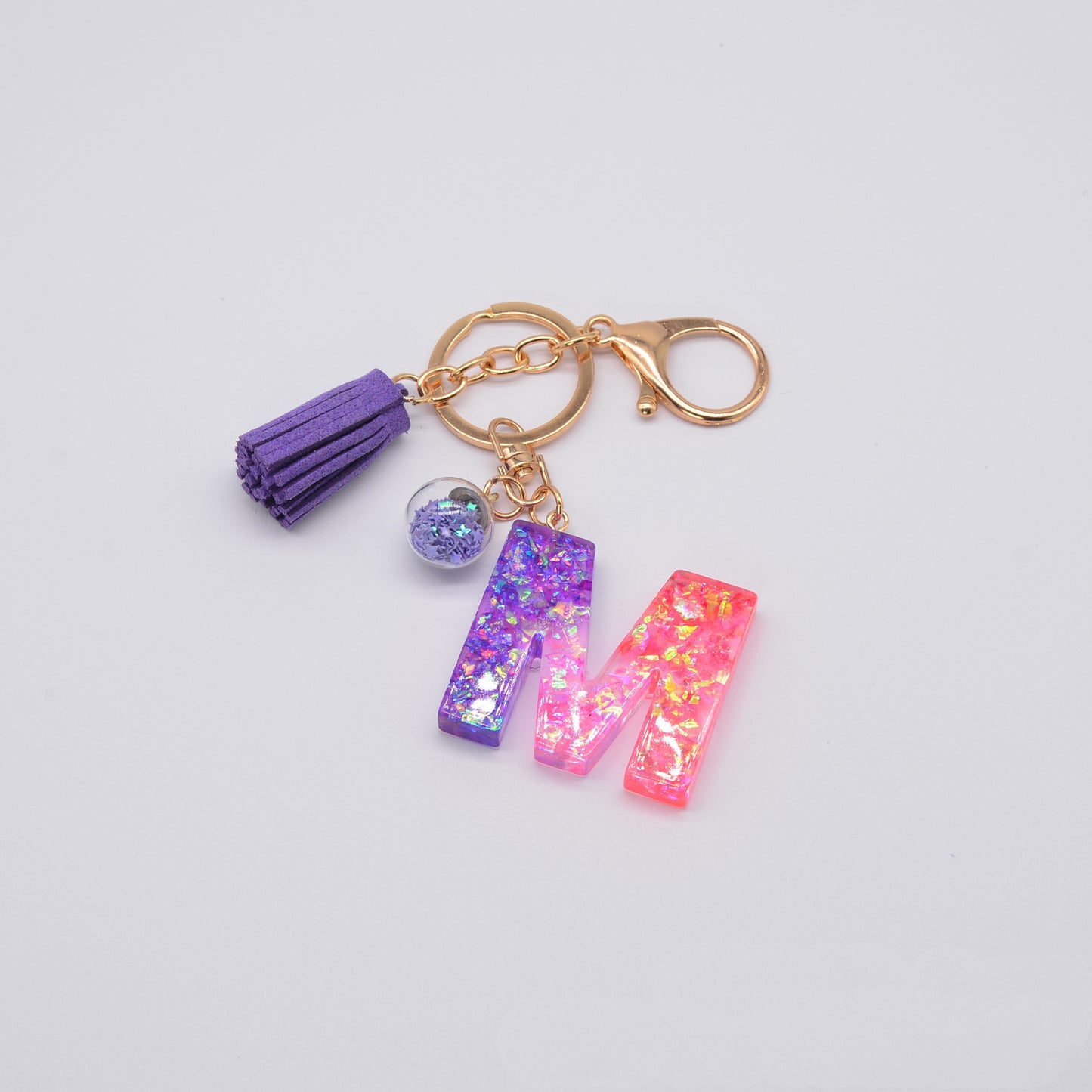 Resin Initial Keychain Letter Keyring for Keys and Bags