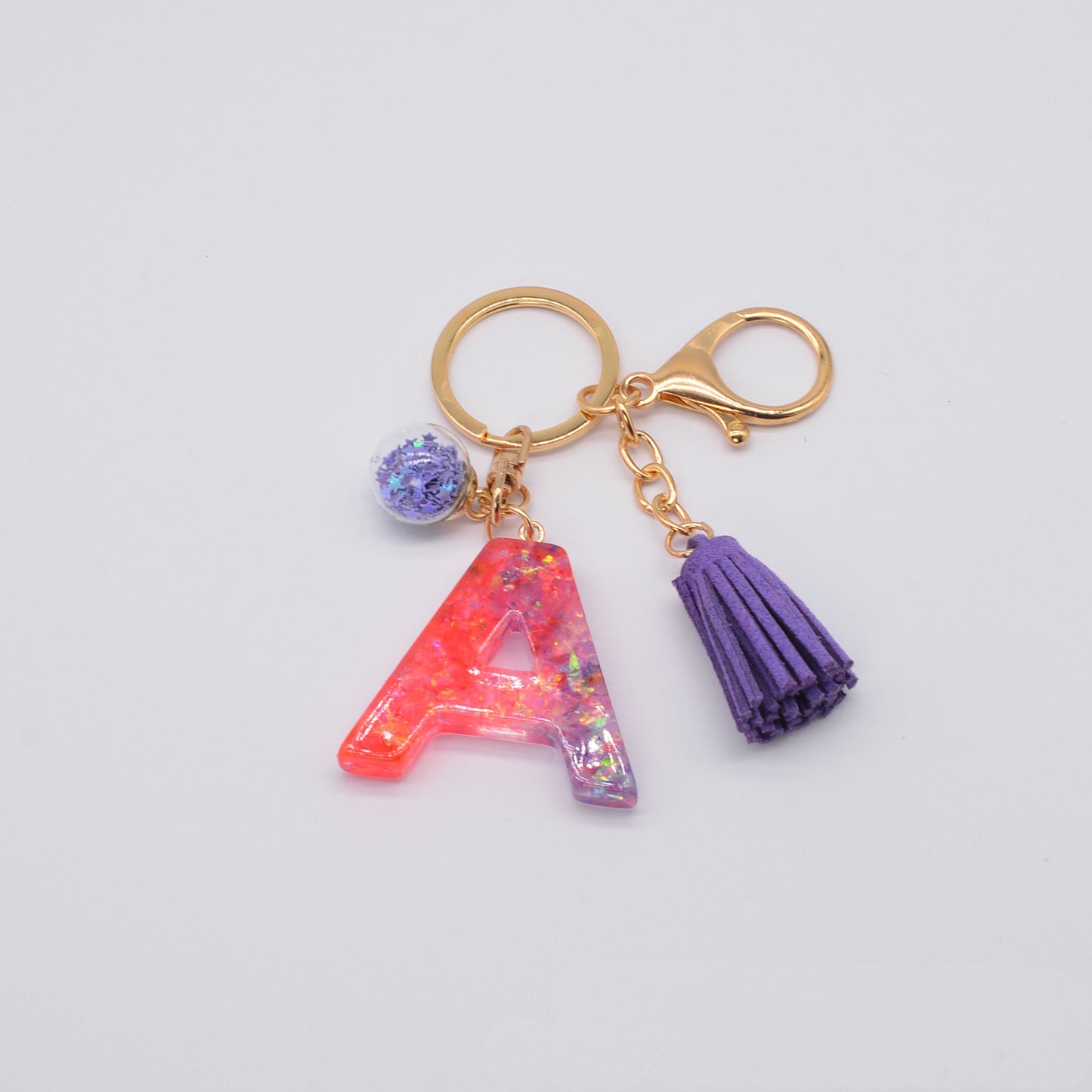 Resin Initial Keychain Letter Keyring for Keys and Bags