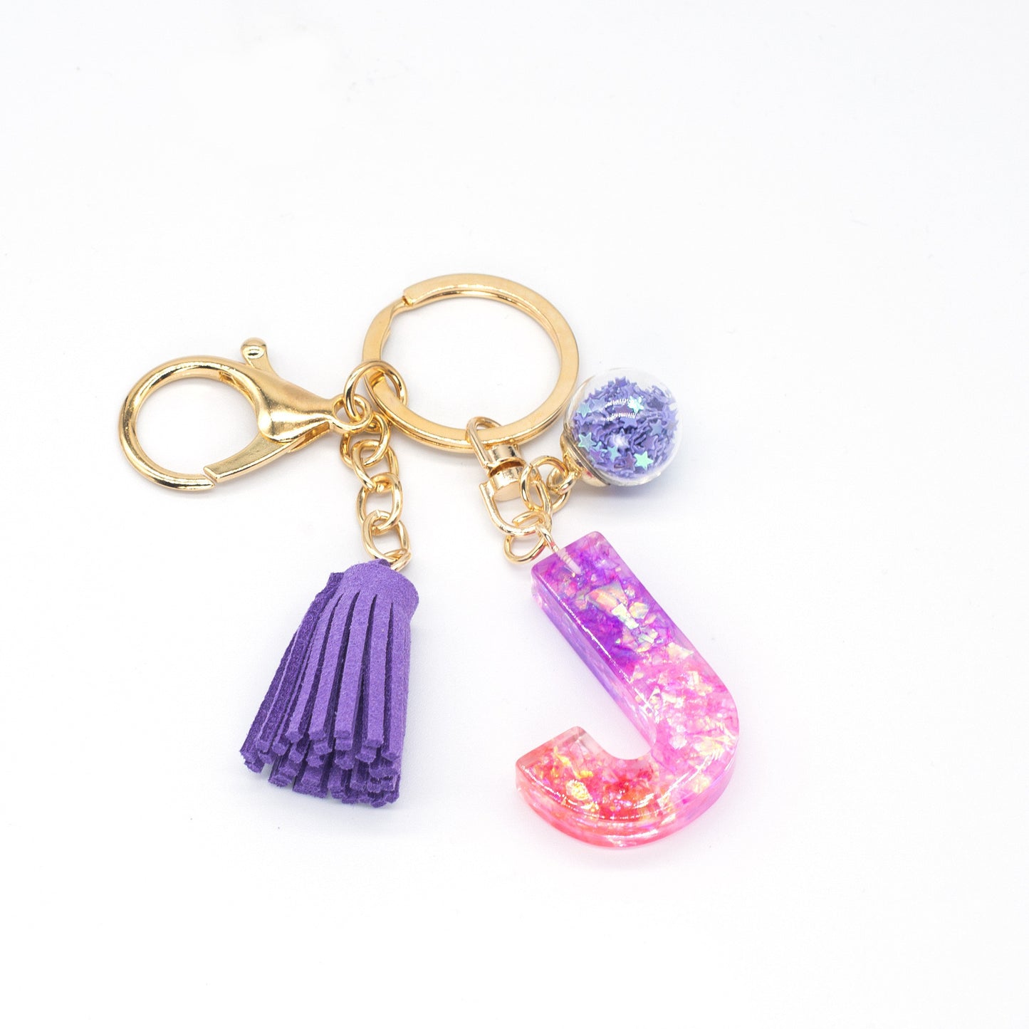 Resin Initial Keychain Letter Keyring for Keys and Bags