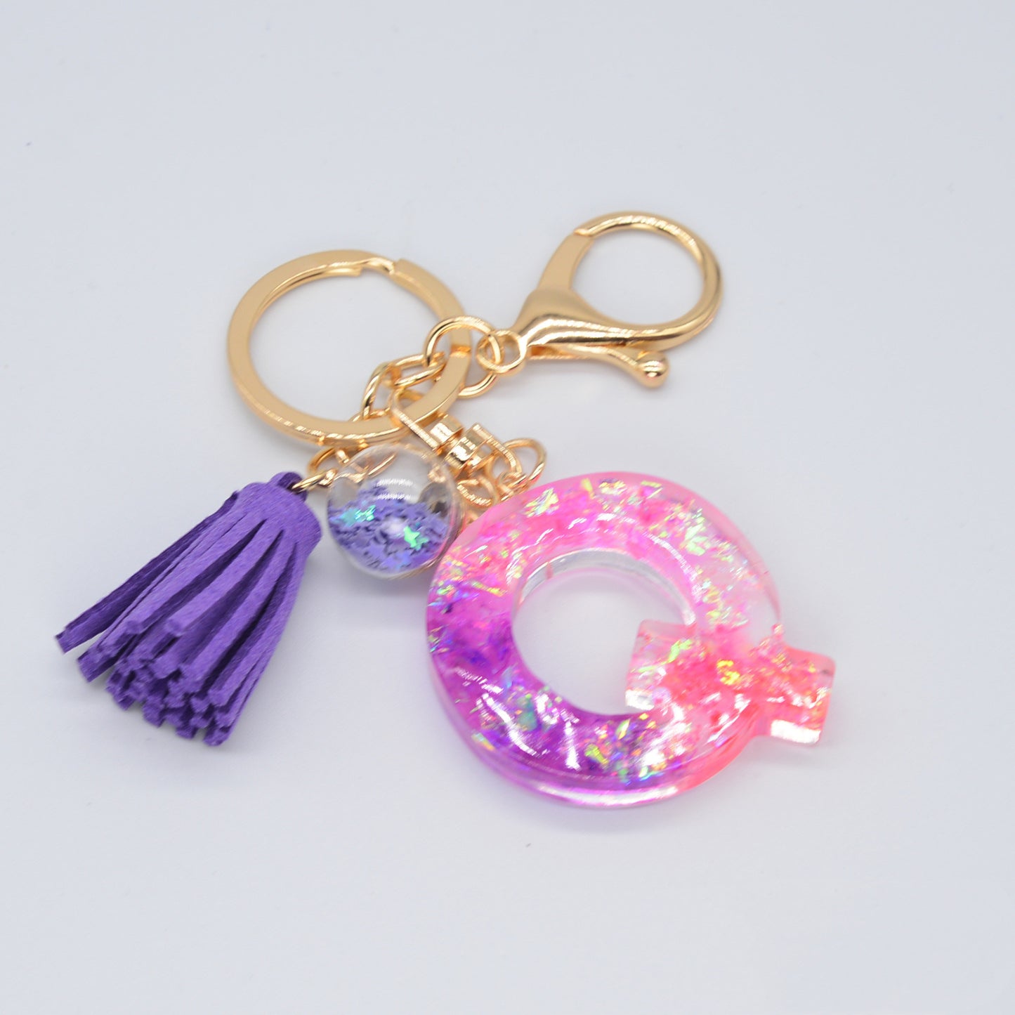 Resin Initial Keychain Letter Keyring for Keys and Bags