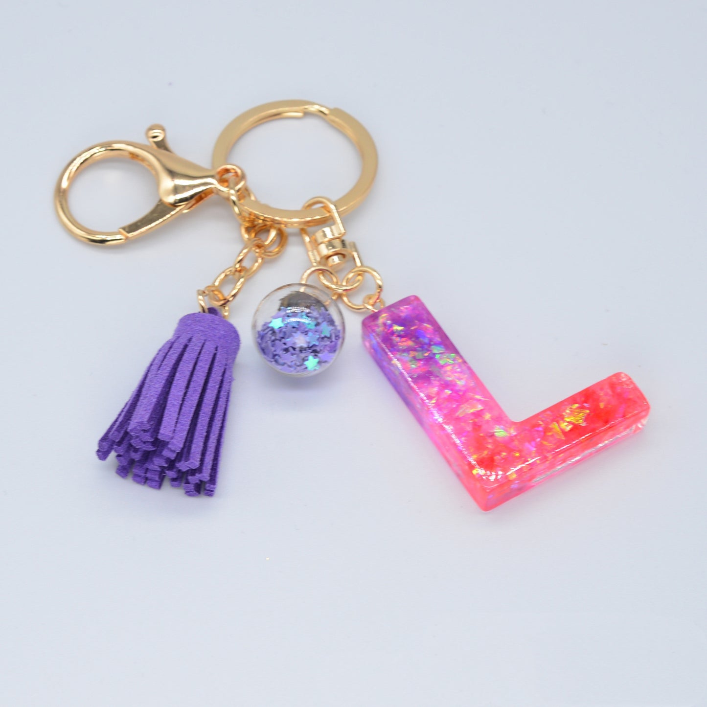 Resin Initial Keychain Letter Keyring for Keys and Bags