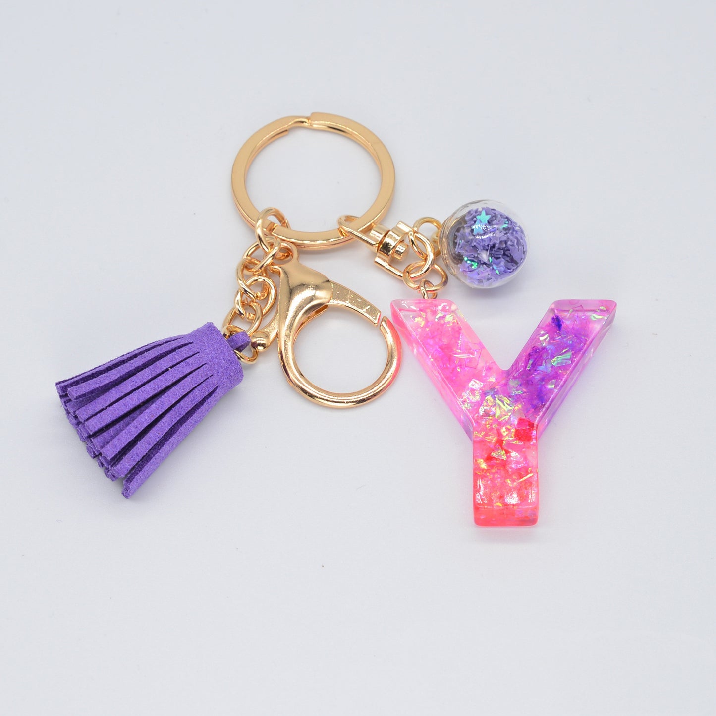 Resin Initial Keychain Letter Keyring for Keys and Bags