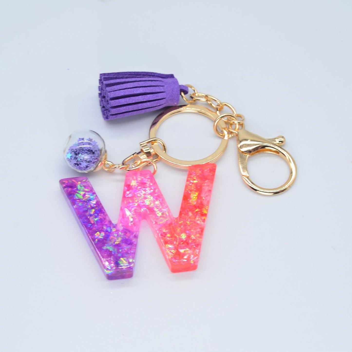 Resin Initial Keychain Letter Keyring for Keys and Bags