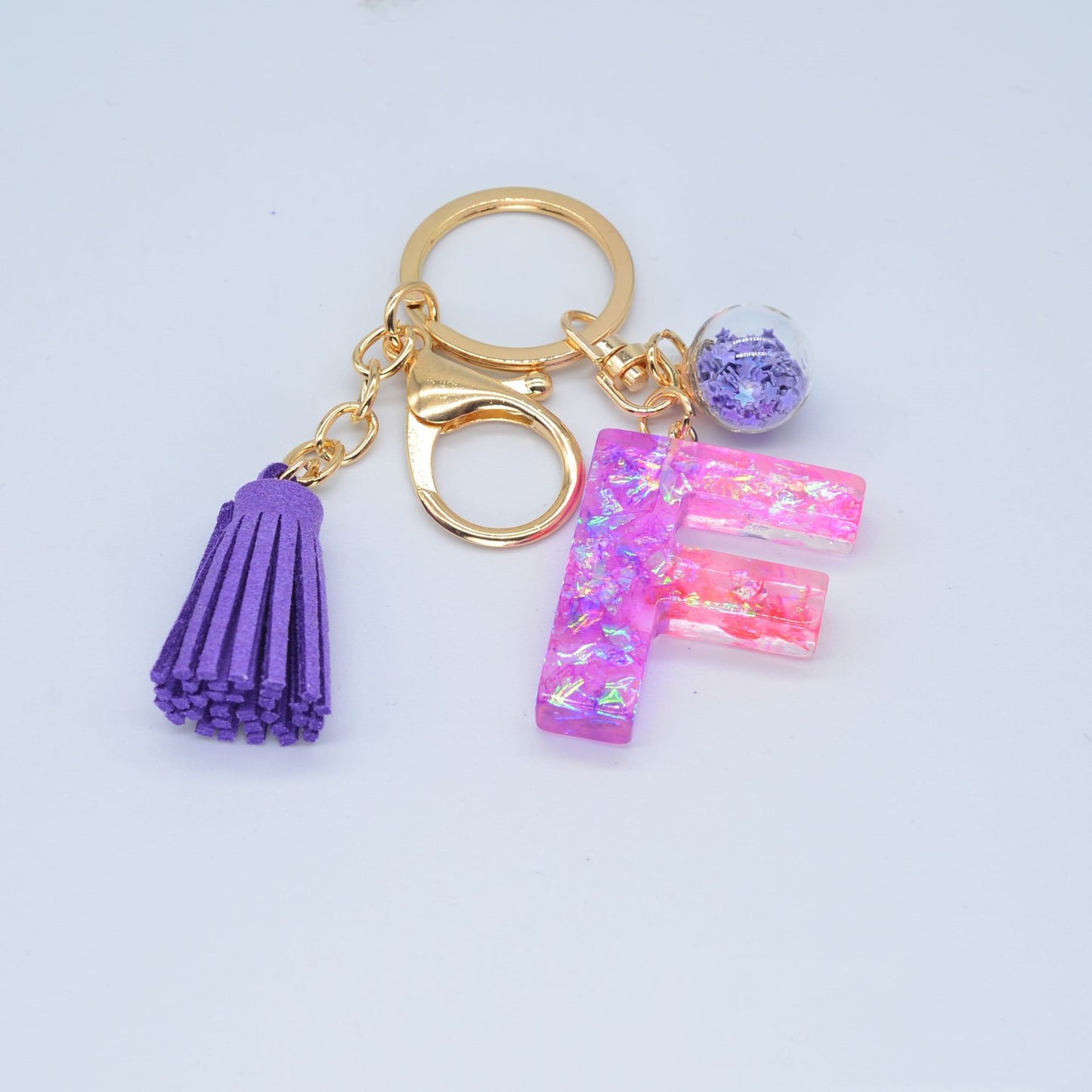 Resin Initial Keychain Letter Keyring for Keys and Bags