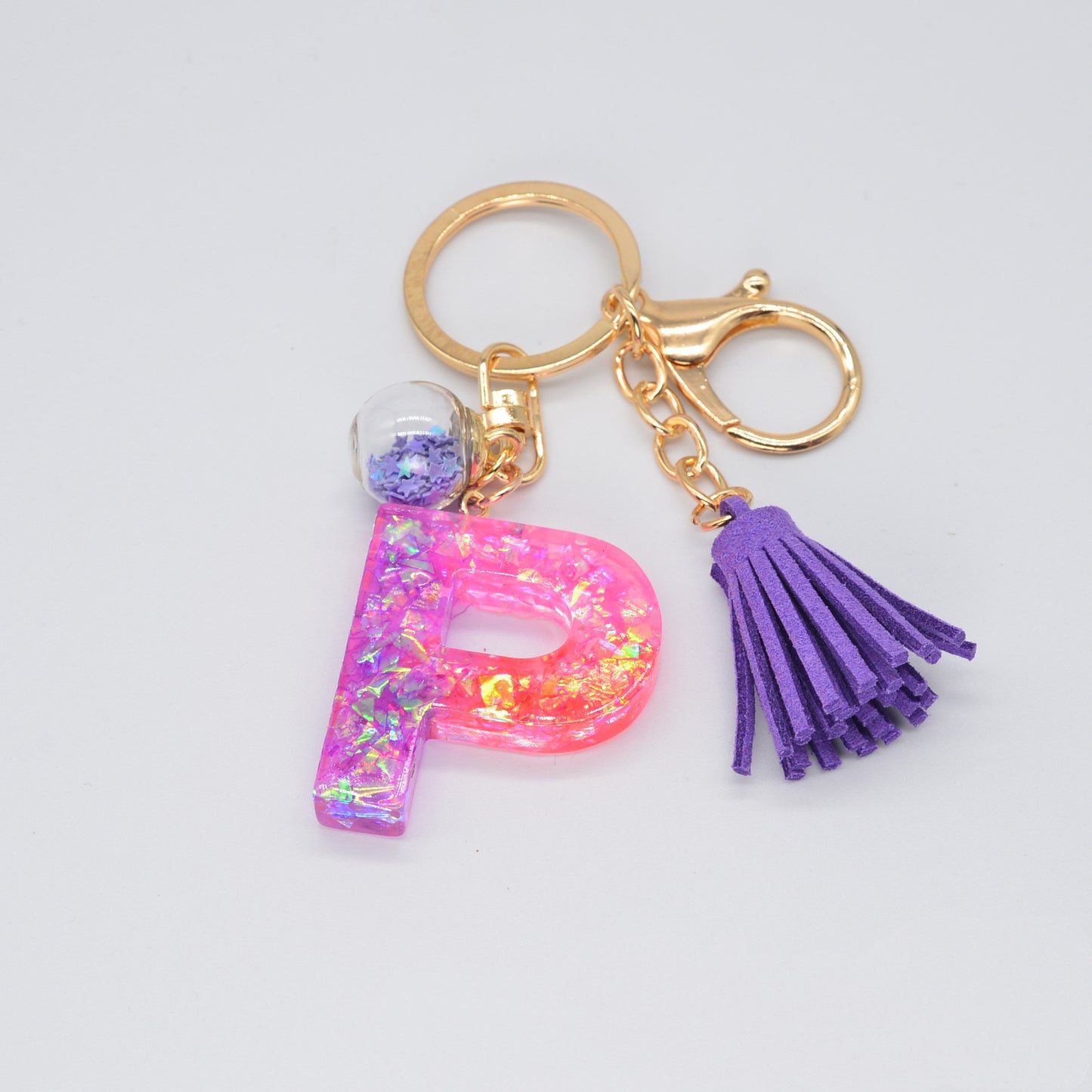 Resin Initial Keychain Letter Keyring for Keys and Bags