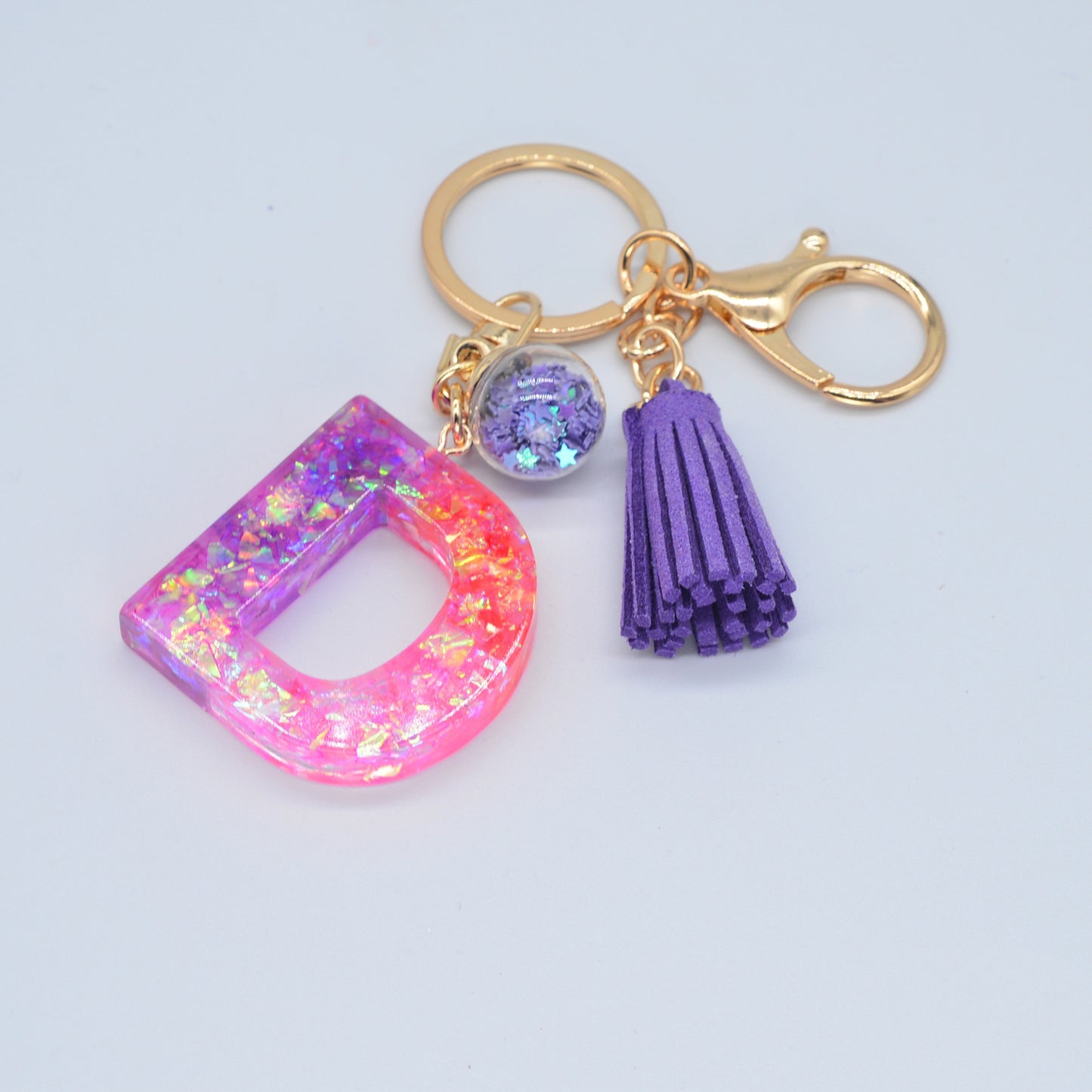 Resin Initial Keychain Letter Keyring for Keys and Bags