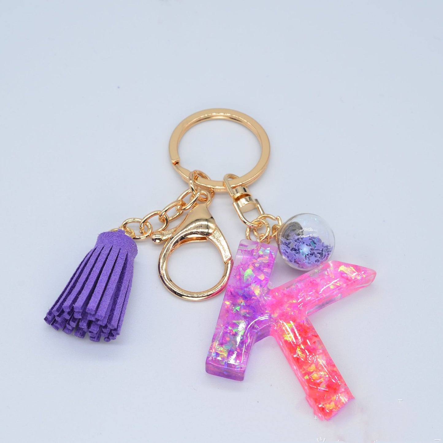 Resin Initial Keychain Letter Keyring for Keys and Bags