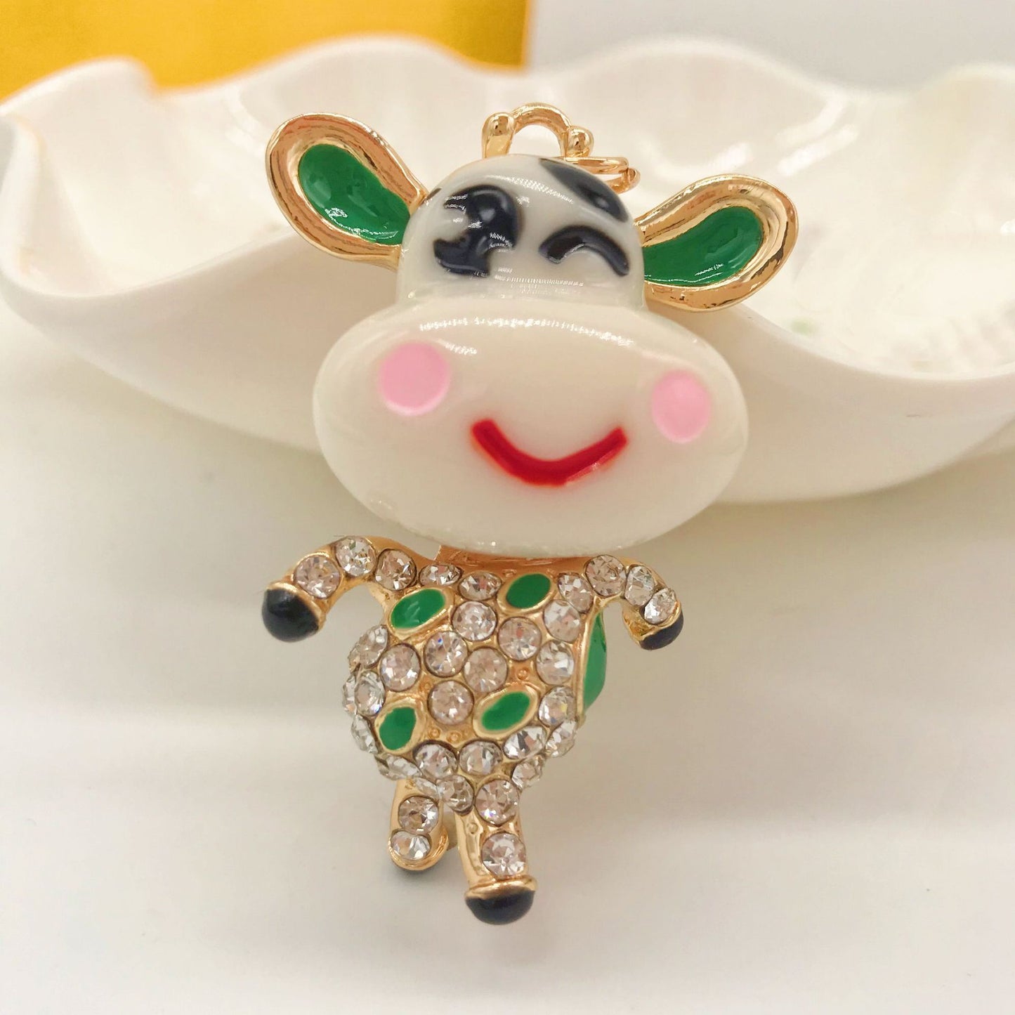 Unisex Animal Keychain Metal Zodiac Bull Rhinestone Car Keychain Pendant Running Bull Design Sparkle Shine Pro