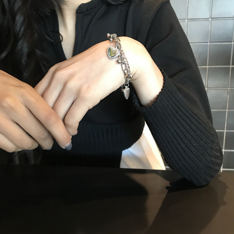Women Heart Bracelet Silver Alloy Electroplated Fashion Jewelry Korean Heart Shape Bracelet Individually Packed