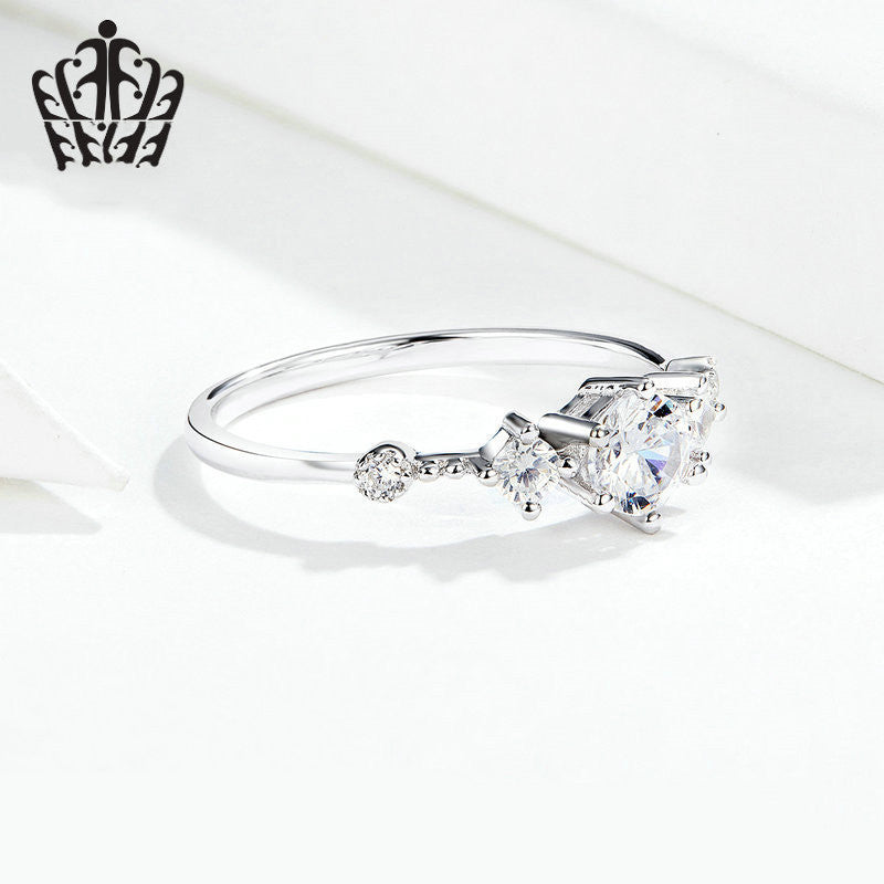 Womens 925 Sterling Silver Ring Platinum Plated Elegant European American Design Silver Anniversary Ring Style