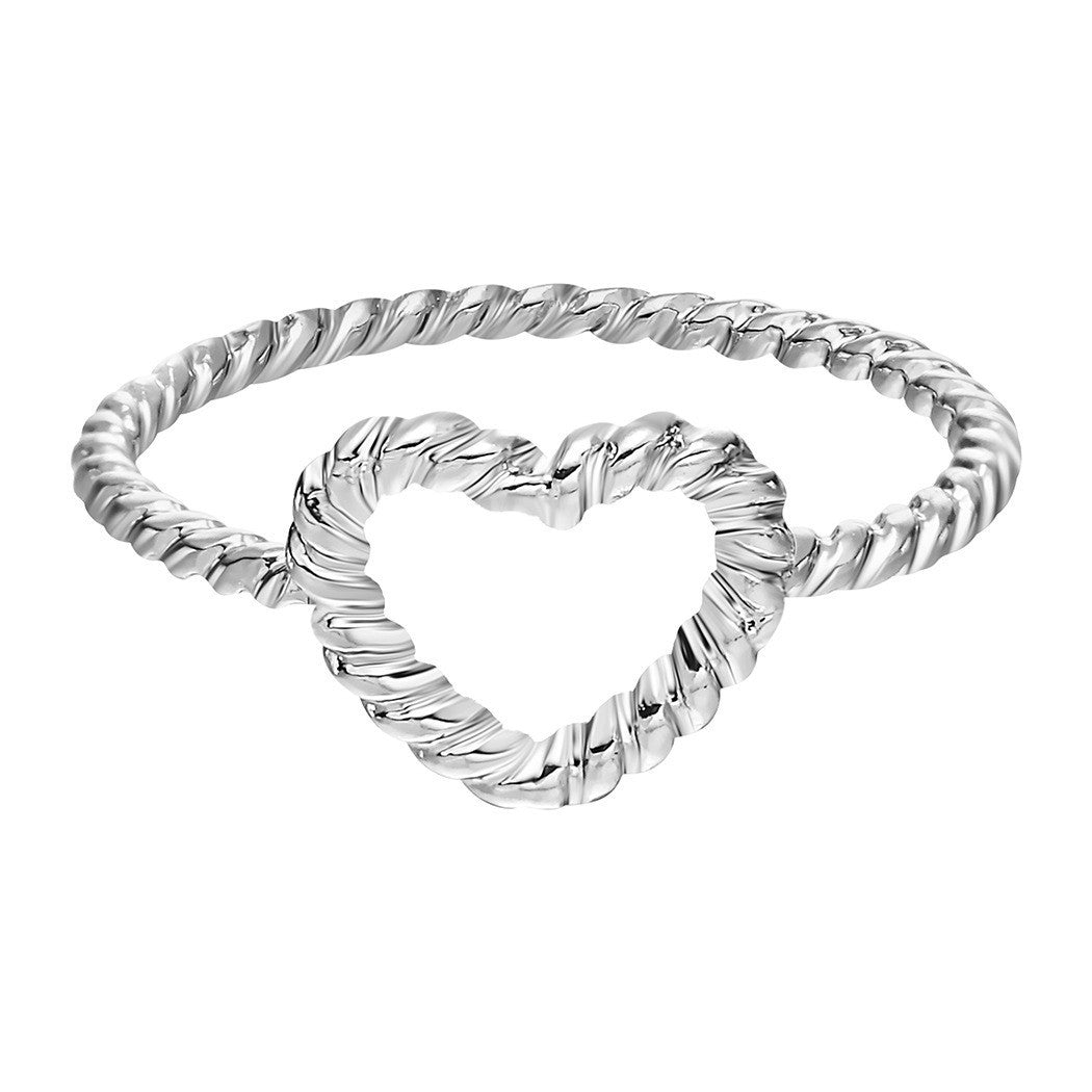 Unisex Heart Shaped Initial Ring Electroplated Metal Alphabet Ring Gold Or Silver Finish Fashion Jewelry For Men Women