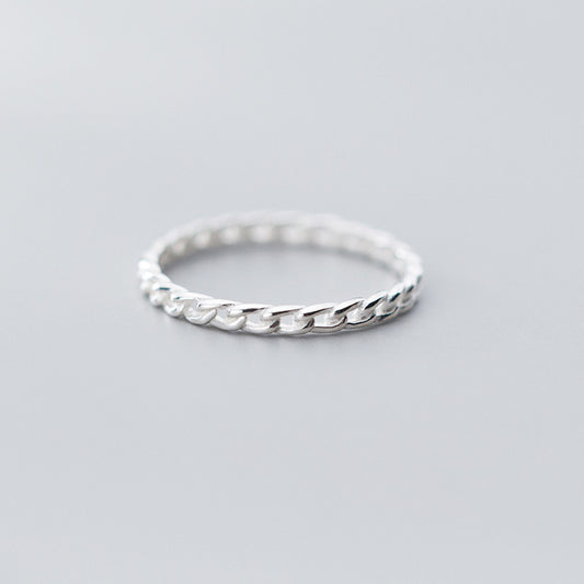S925 Sterling Silver Simple Twist Chain Ring Women Exquisite Hand Jewelry Small Size 5 6 7 8 Purity 925 Silver Bulk