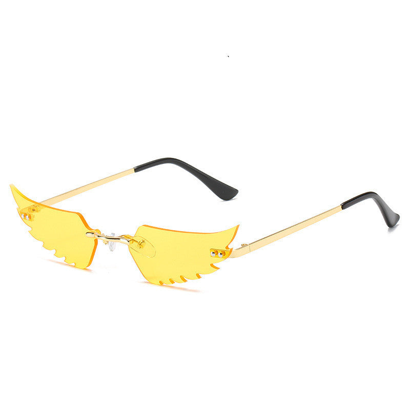 Sunglasses UV400 Protection Metal Frame Irregular Feathers PC Lenses Fashion Personality Sun Feathers Feathers