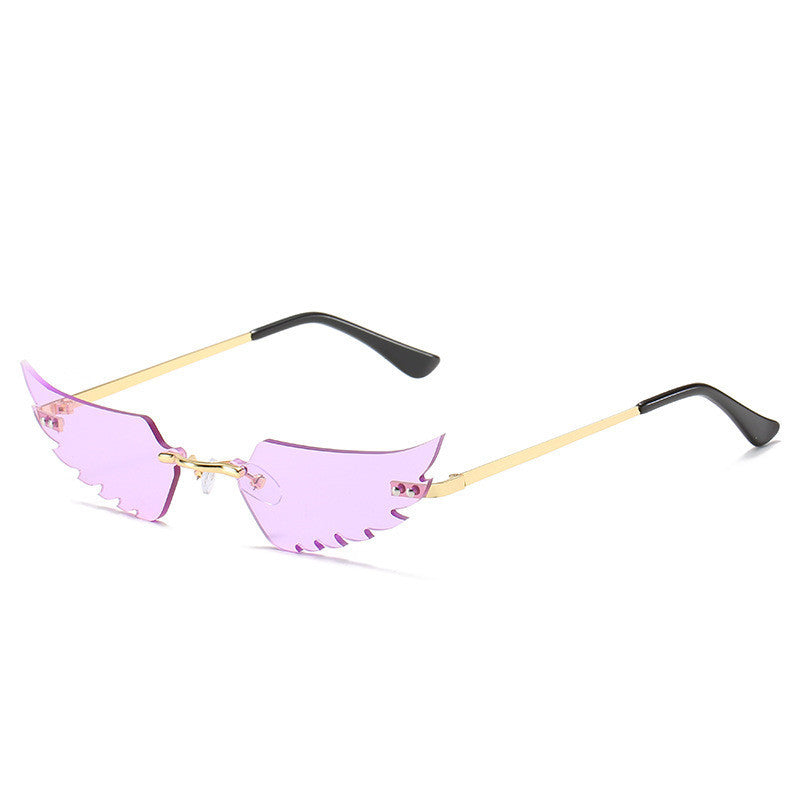 Sunglasses UV400 Protection Metal Frame Irregular Feathers PC Lenses Fashion Personality Sun Feathers Feathers