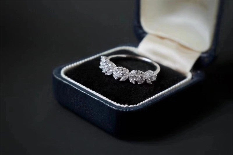 Diamond Inlaid Sweet And Versatile Charms Jewelry Geometric Mosaic Brass And Steel Accessory European American