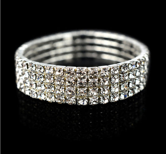 Crystal Diamond Inlaid Alloy Bracelet Korean Fashion Stretch Bangle Individually Packed With Timeless Sparkles