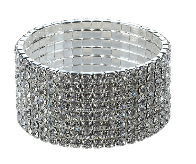 Crystal Diamond Inlaid Alloy Bracelet Korean Fashion Stretch Bangle Individually Packed With Timeless Sparkles