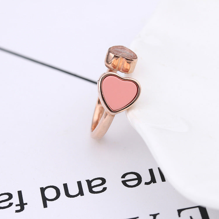 Women 18K Gold Plated Double Peach Heart Ring Elegant Fashion Jewelry For Anniversary Gift Durable For Her Day
