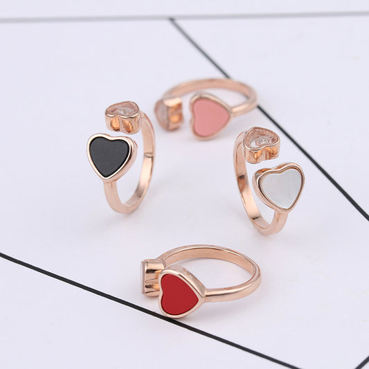 Women 18K Gold Plated Double Peach Heart Ring Elegant Fashion Jewelry For Anniversary Gift Durable For Her Day
