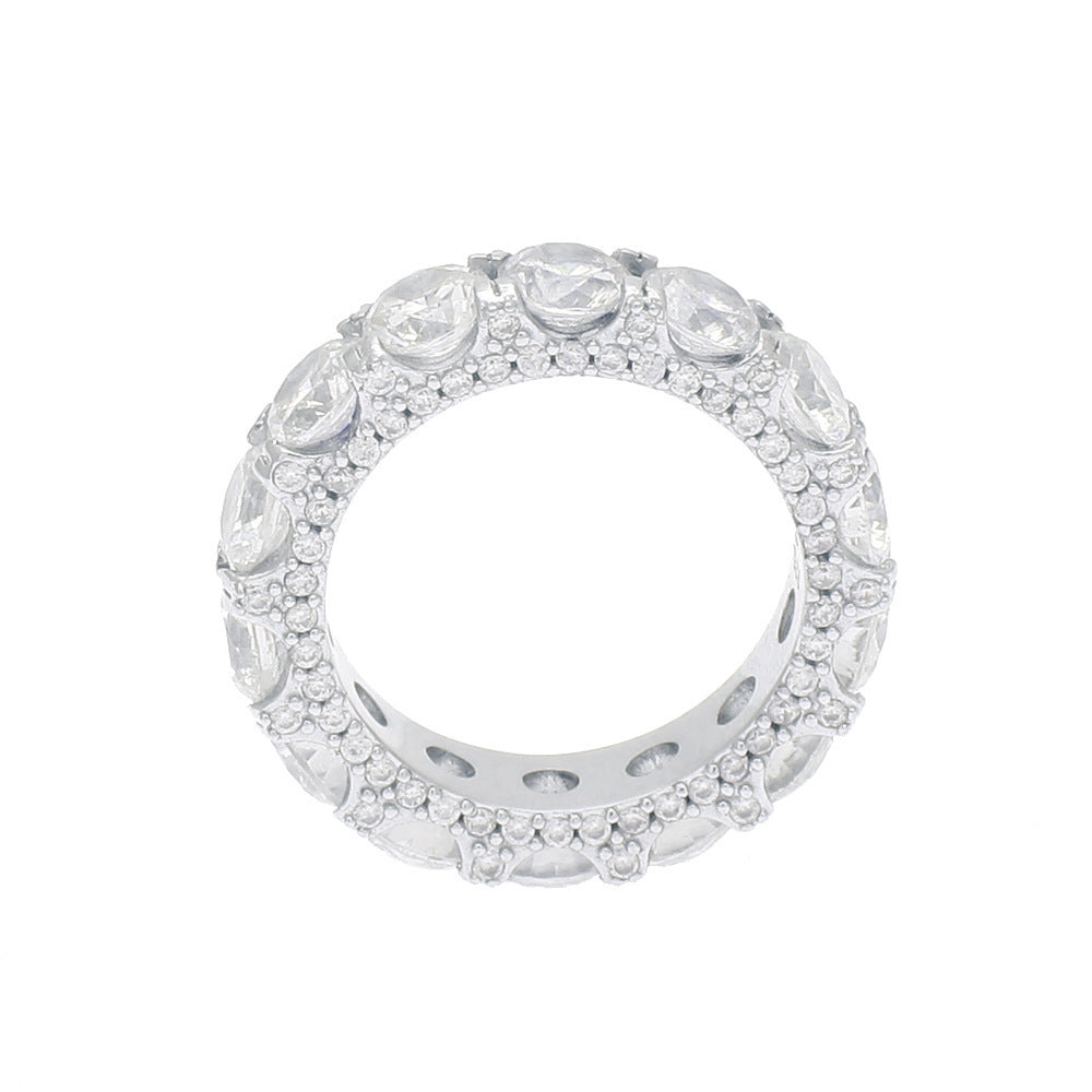 Mens Hip Hop Ring Copper Circle Ring With Zircon Setting European American Fashion Ring Statement Ring Jewelry