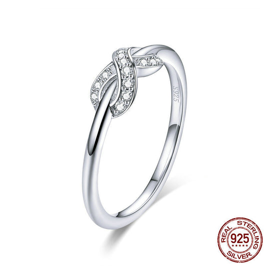 Geometric 925 Sterling Silver Ring With White Stone Platinum Plated European Style Travel Ring Elegant Trinket