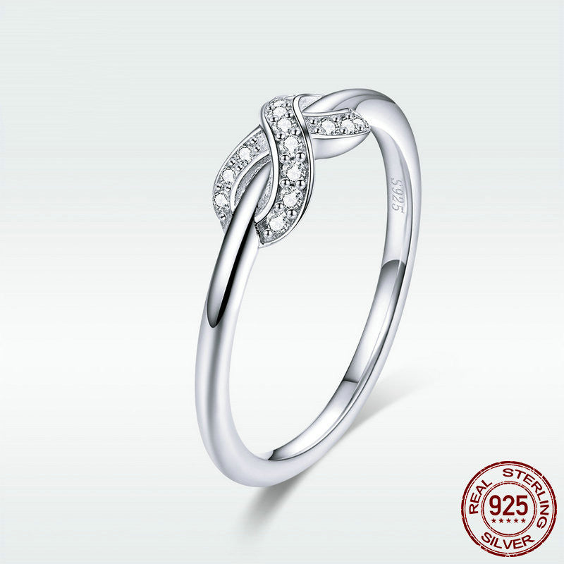 Geometric 925 Sterling Silver Ring With White Stone Platinum Plated European Style Travel Ring Elegant Trinket