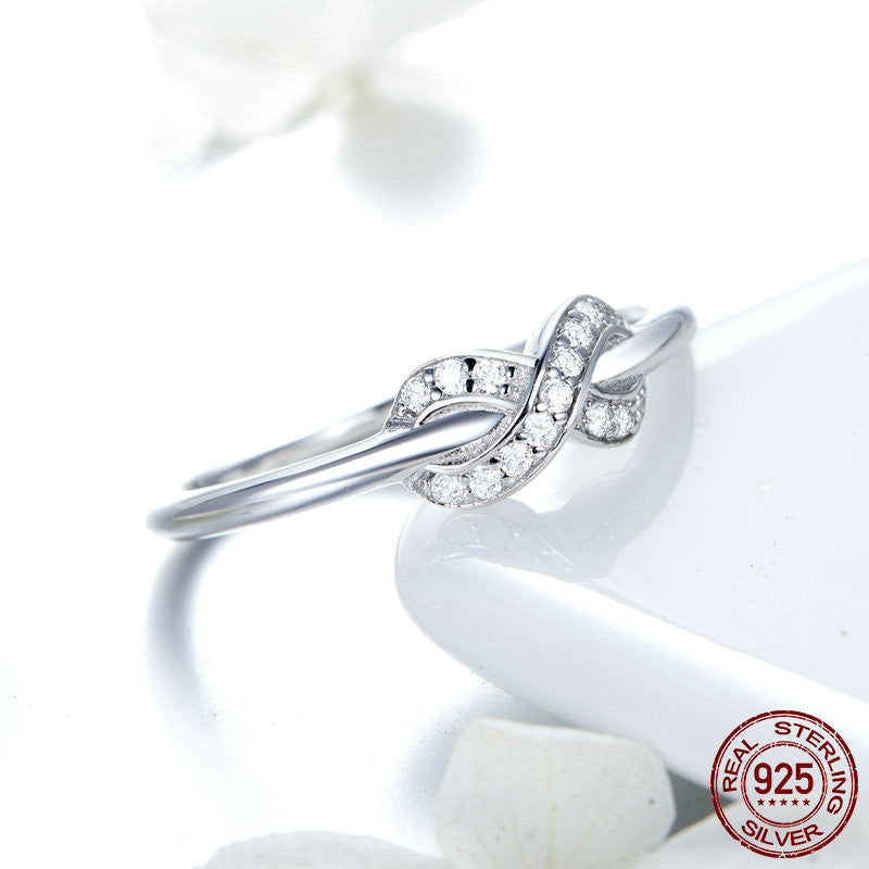 Geometric 925 Sterling Silver Ring With White Stone Platinum Plated European Style Travel Ring Elegant Trinket