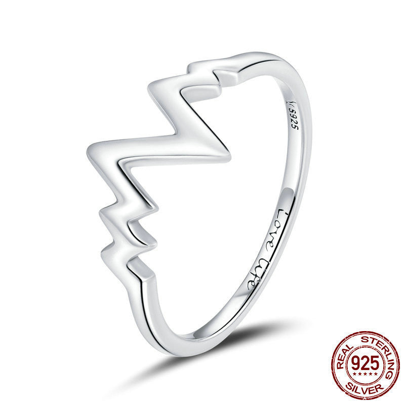 Sterling Silver Wave Ring Unisex Electroplated European American Design Travel Gift Souvenir Collectible World