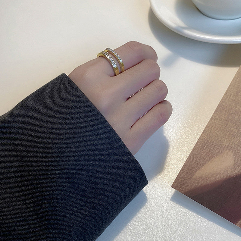 Womens Exquisite Alloy Open Ring With Gemstone Inlaid Sterling Silver Gold Plated Jewelry Fashion Ring Jewelry