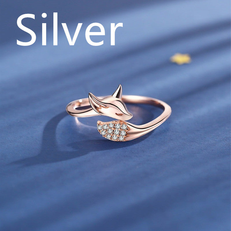 Rose Gold Fox Ring for Women Alloy Jewelry European Style Cute Fox Animal Ring Electroplated Elegant Jewelry for Women
