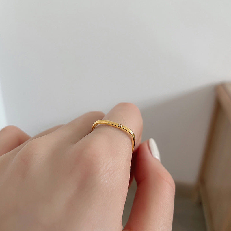 Couple Rings Titanium Steel Square Zircon Rings 18k Gold Plated Stainless Steel Bracelets CNC Carved Resistant