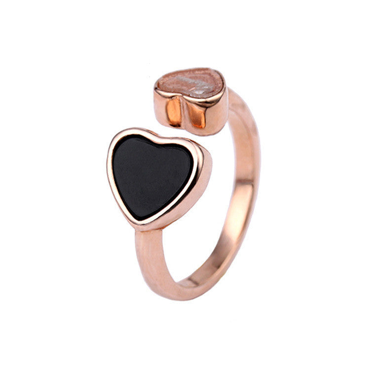 Women 18K Gold Plated Double Peach Heart Ring Elegant Fashion Jewelry For Anniversary Gift Durable For Her Day