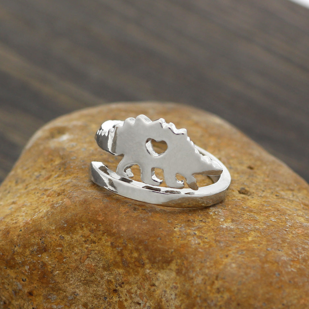 Womens Dinosaur Ring Alloy Jewelry Exquisite Cartoon Character Design Antique Silver Gift For Her Elegant Find