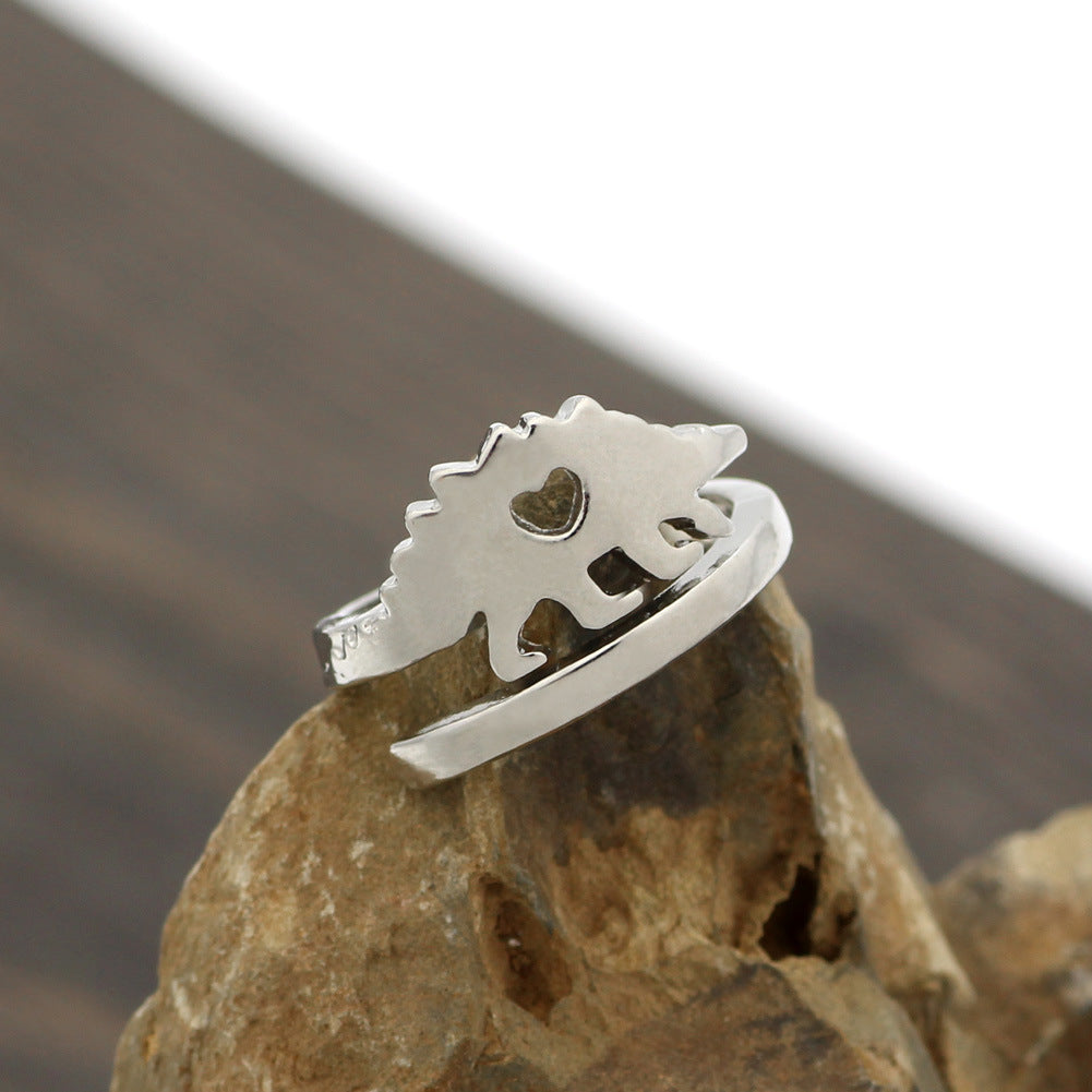Womens Dinosaur Ring Alloy Jewelry Exquisite Cartoon Character Design Antique Silver Gift For Her Elegant Find
